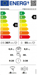 Whirlpool FFWDB 864349 BV EE mosó-szárítógép fehér